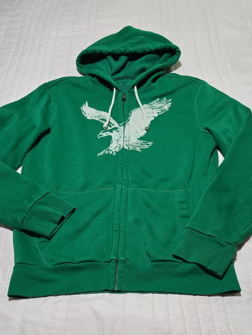American Eagle Outfitters Vibrant Green Fleece Zip Hoodie